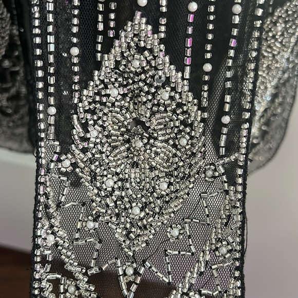 1920s Flapper Hand Beaded Dress by The Deco Haus– Ultra Low Back in Black/Silver - Picture 8 of 10